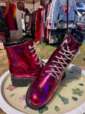 Red & Purple Foiled Lace up/Zipped Boots