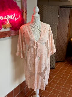 Soft pink embroidered Cover up