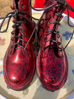 Red Foiled Lace up Boots