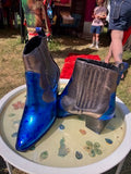 Blue & Pewter Metallic Ankle Cowboy Boot
