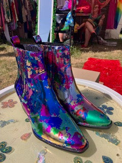 Rainbow Metallic Ankle Cowboy boots