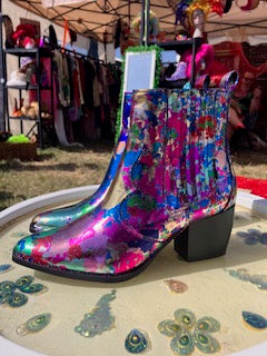 Rainbow Metallic Ankle Cowboy boots