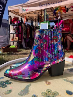 Rainbow Metallic Ankle Cowboy boots
