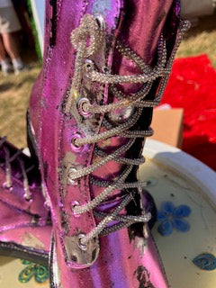 Pink & Silver foiled Lace up Boots