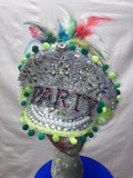 Silver and Green Festival Party Captains Hat
