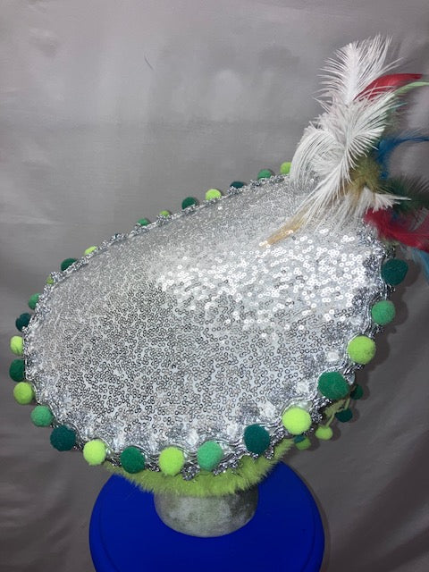Silver and Green Festival Party Captains Hat