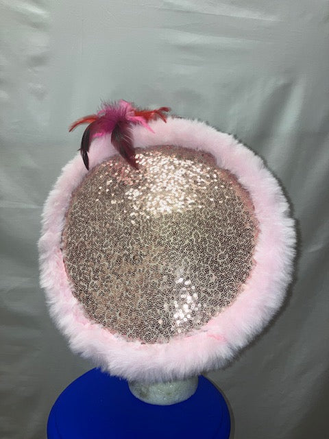 Pale Pink Jewelled Festival Party Captains Hat