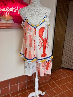 2 piece Linen mix Seafood Short Set Large