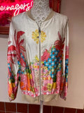 Silky Bomber Jacket with Funky Print - Medium/Large