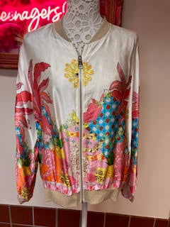 Silky Bomber Jacket with Funky Print - Medium/Large