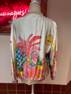 Silky Bomber Jacket with Funky Print - Medium/Large