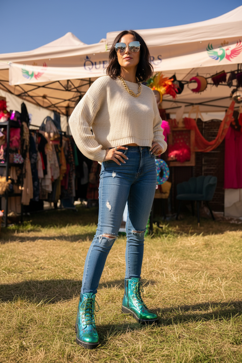 Full Length - Woman in Jeans with Blinged Boots