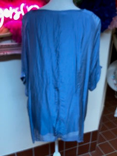 Oversized Blue Silky layered Blouse