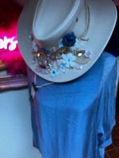 Oversized Blue Silky layered Blouse