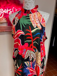 2 piece dark tropical trouser set