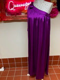 Purple Silky One Shoulder Tie Maxi Dress