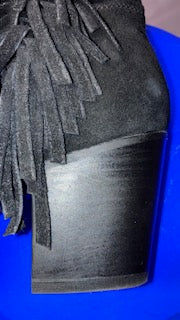 Long Black Suede Boots with Tassels