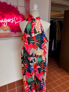 2 piece dark tropical trouser set