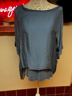 Oversized Blue Silky layered Blouse