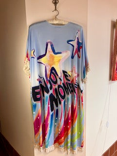 Kimono Style Jacket featuring Bright Bold Design and Stars Medium