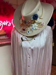Pale pink Silky Shirt/ Blouse
