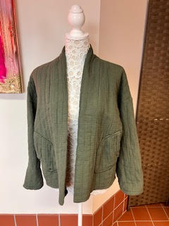 Padded Kimono style jacket with sequin wings detail on back