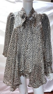 Oversized Pussy Bow Leopard Print Blouse Size 18