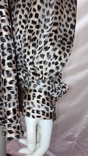 Oversized Pussy Bow Leopard Print Blouse Size 18