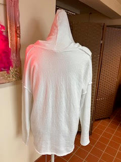 White Hoodie style sweatshirt with grey Star motif Medium/Large
