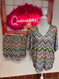 2 piece geometric short set
