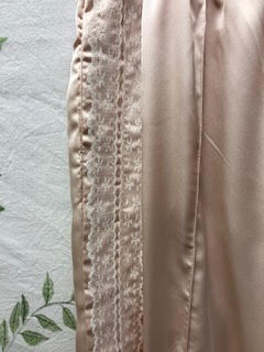 Silky Wide legged Trousers with a lace trim to sides Large