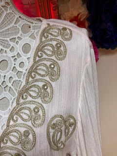 Pale Pink Maxi Dress with  Gold Embroidery & Sequin Details Large