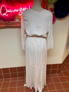 Pale Pink Maxi Dress with  Gold Embroidery & Sequin Details Large