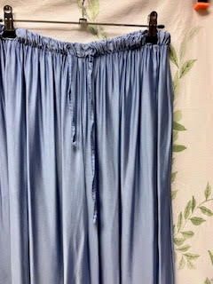 Blue Silky Wide Leg Trousers
