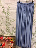 Blue Silky Wide Leg Trousers