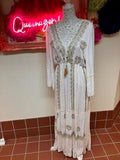 Pale Pink Maxi Dress with  Gold Embroidery & Sequin Details Large