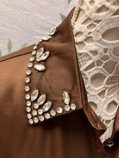 Jewelled Brown Silky Shirt