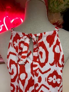 Red/Blue Geometric Print Maxi Summer Dress Medium