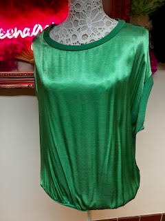 Green Oversized Silky Top Large