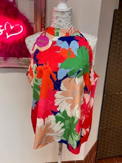 Bright and Bold Floral Print Top Large