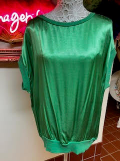 Green Oversized Silky Top Large